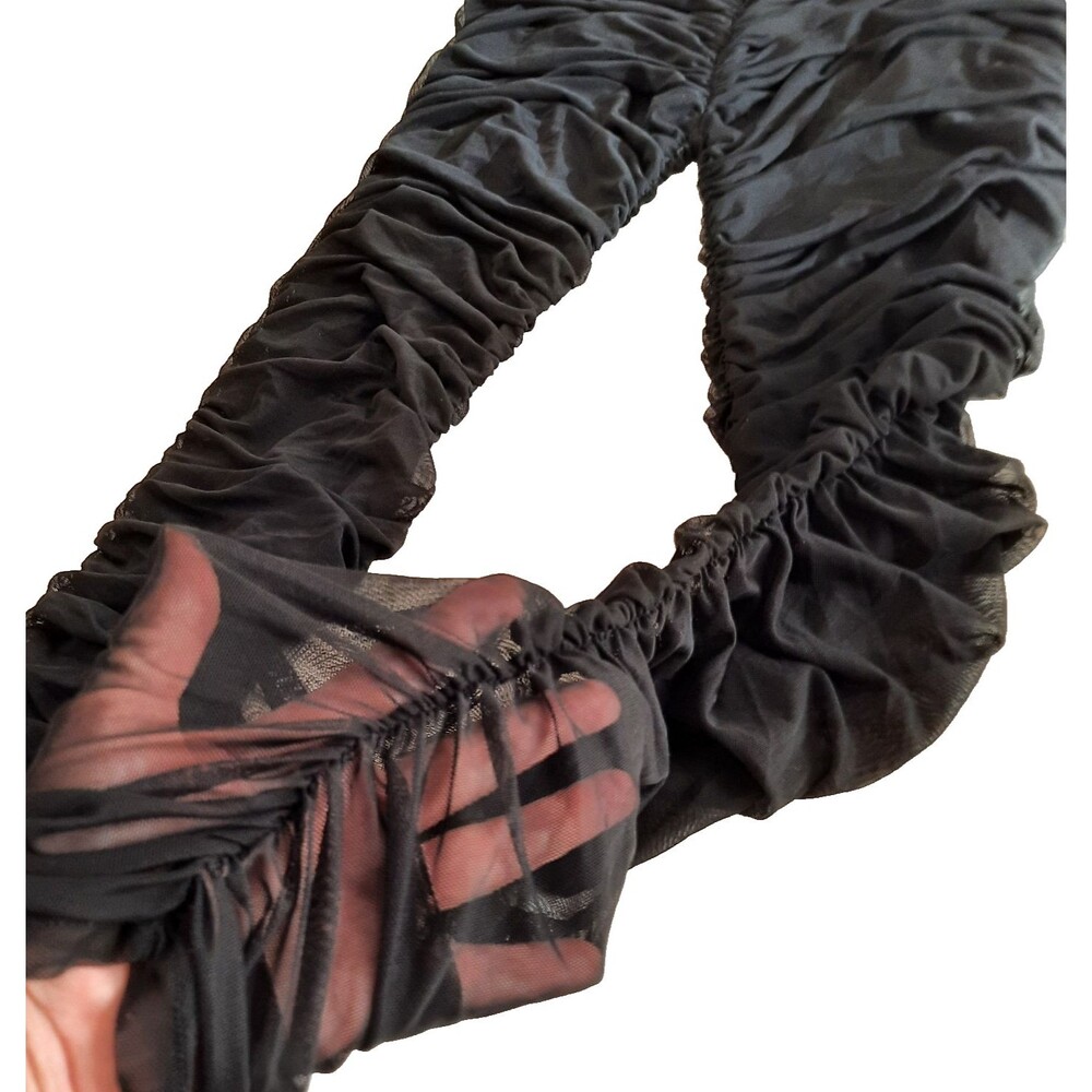 Fashion Nova Black Game Changer Ruched High Waist Mesh Sheer Leggings Costume 1X